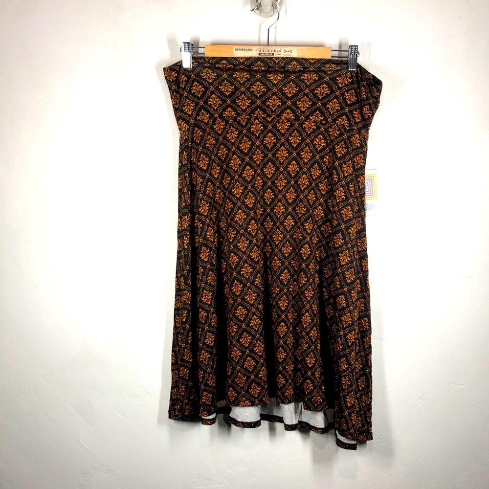 NWT LuLaRoe Azure black and orange skirt size large